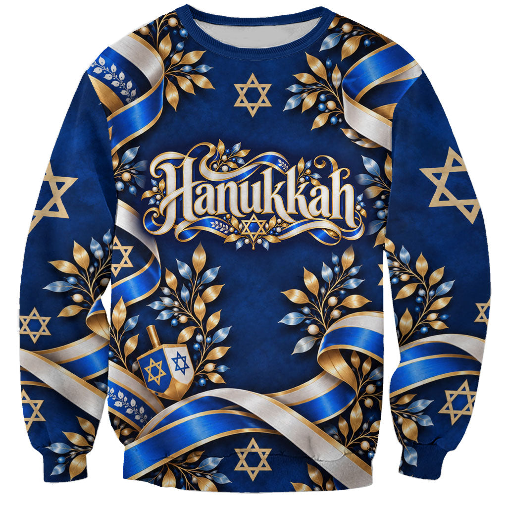 Hanukkah Star Of David Sweatshirt Elegant Floral Ribbon Festival Of Lights Jewish