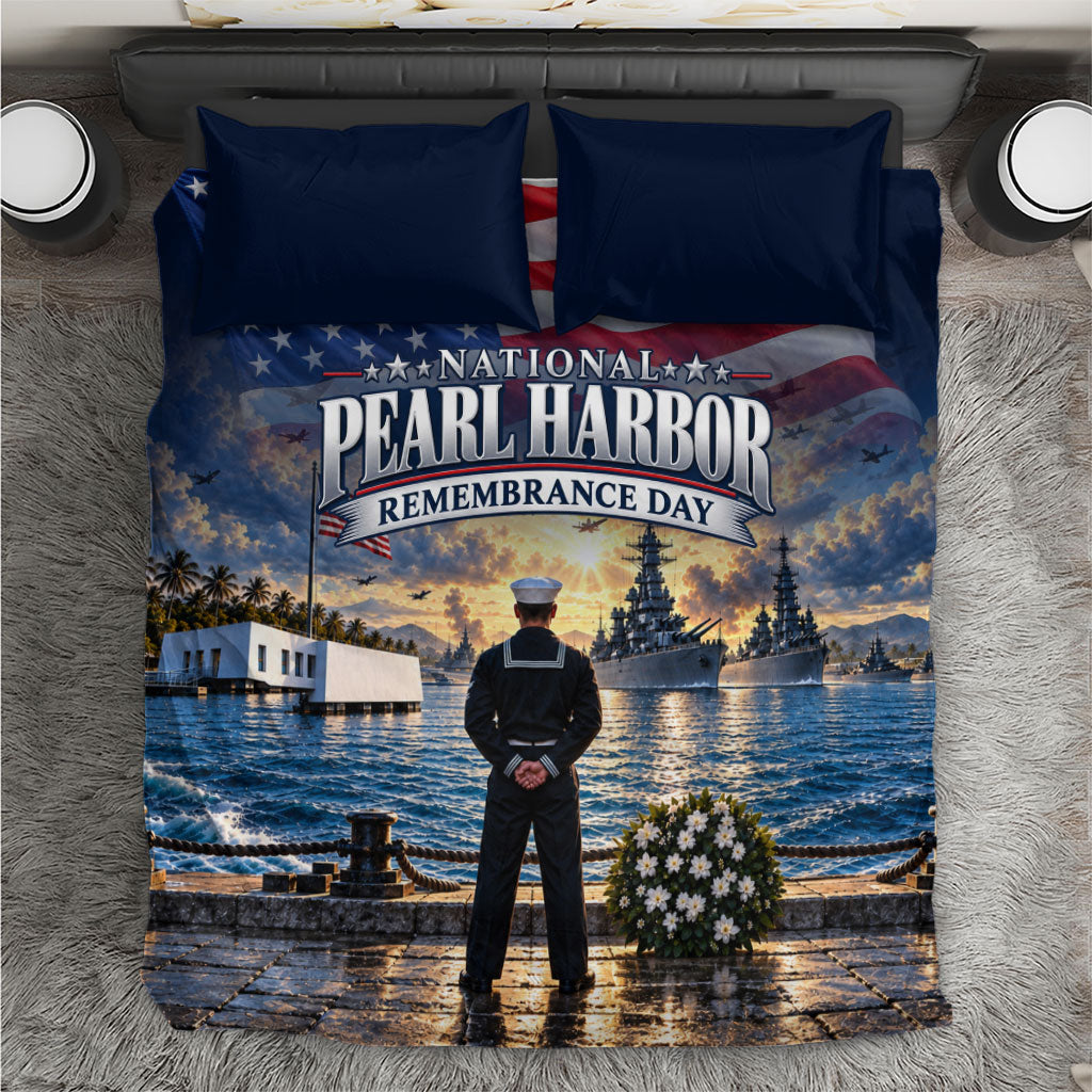 National Pearl Harbor Remembrance Day Bedding Set US Navy Sailor American Flag Patriotic Military