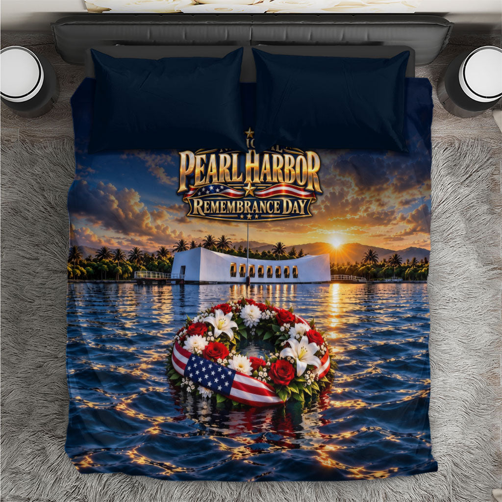 National Pearl Harbor Remembrance Day Bedding Set US Arizona Memorial American Flag Wreath Patriotic Veteran