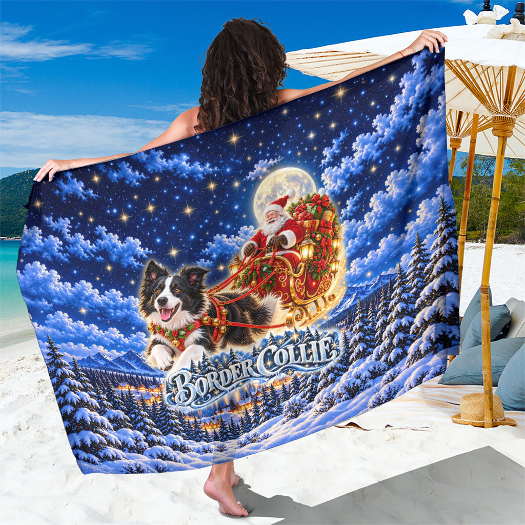 Border Collie Christmas Santa Sleigh Sarong Magical Snowy Winter Village Starry Night