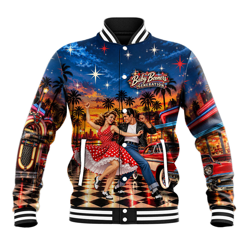 Baby Boomers Generation Baseball Jacket Vintage 1950s Retro Rock And Roll Nostalgia
