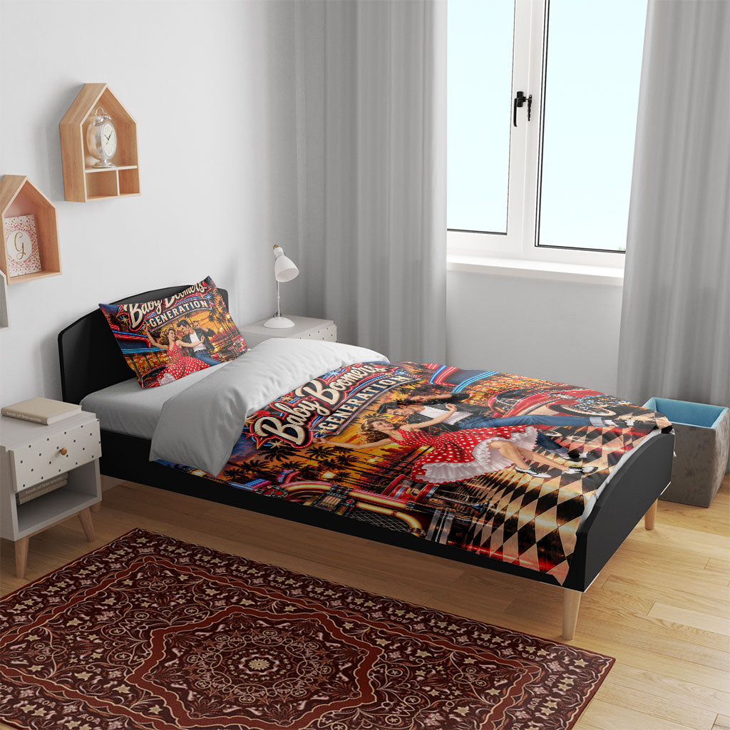 Baby Boomers Generation Bedding Set Vintage 1950s Retro Rock And Roll Nostalgia