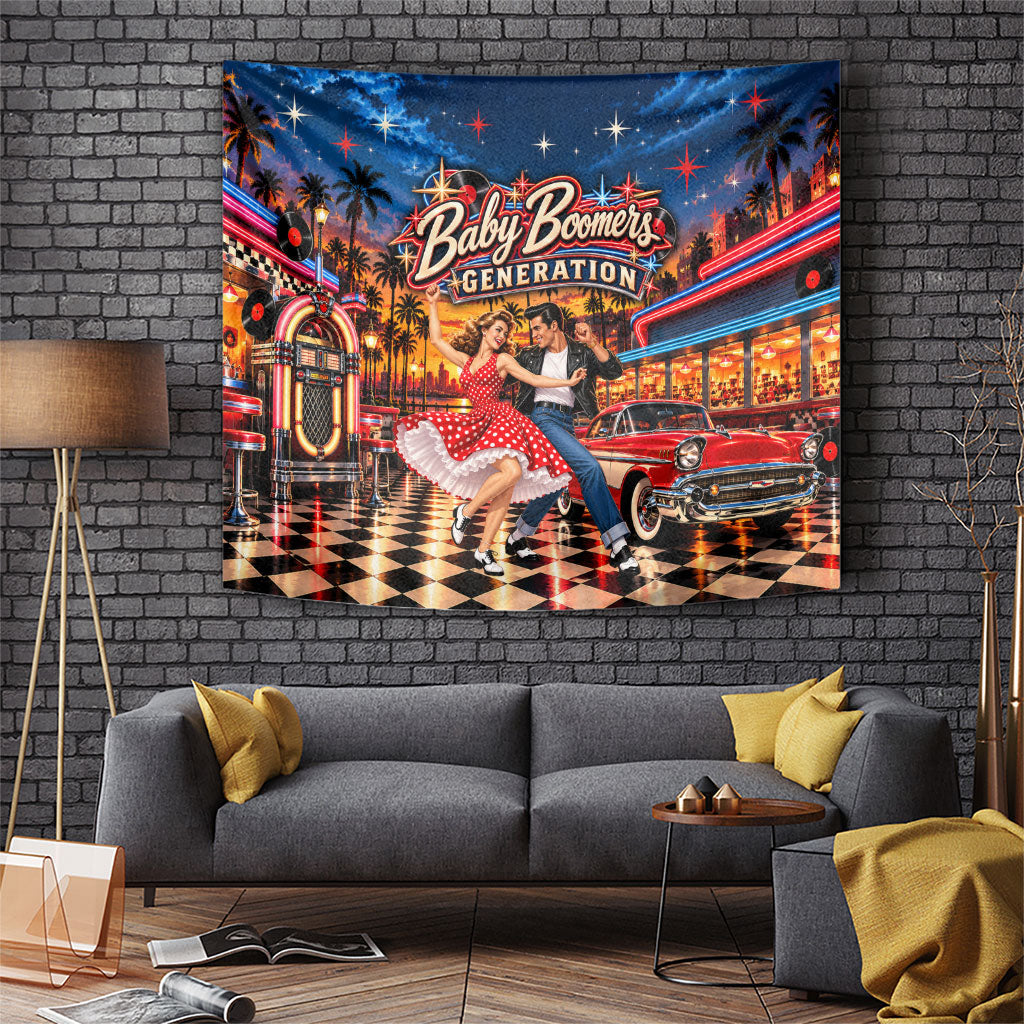Baby Boomers Generation Tapestry Vintage 1950s Retro Rock And Roll Nostalgia
