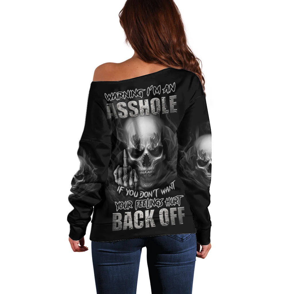 Warning I'm An A Mad Skull Off Shoulder Sweater - Wonder Print Shop