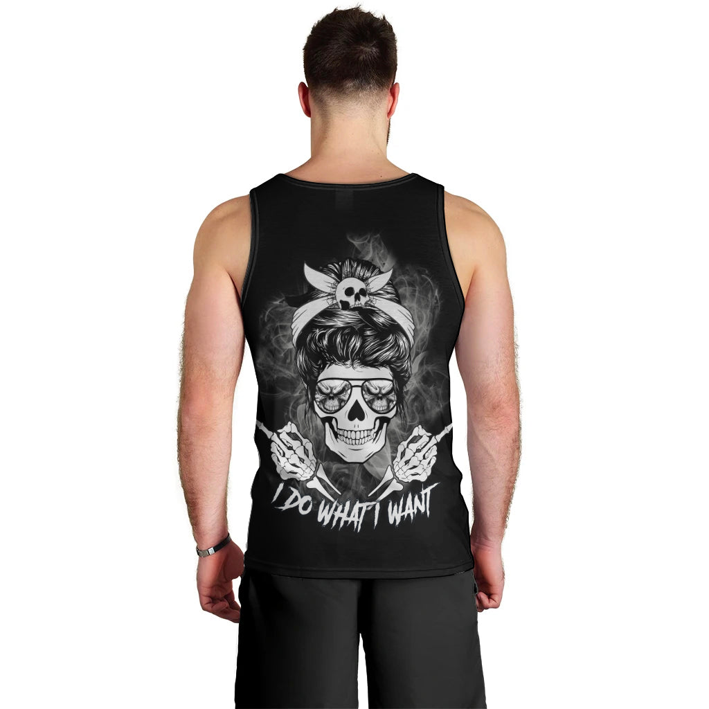 I Do What I Want Skull Black And White Men Tank Top - Wonder Print Shop