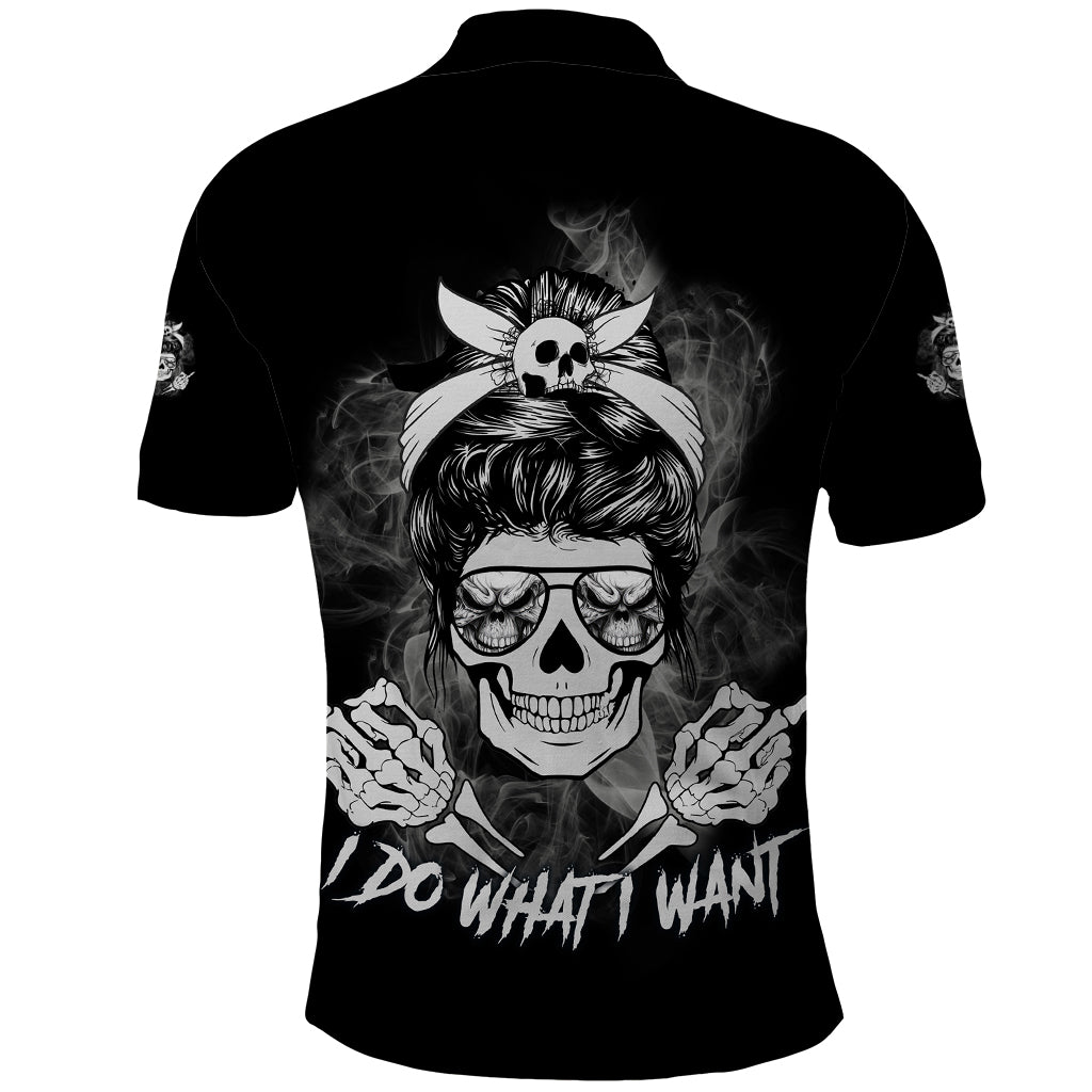 I Do What I Want Skull Black And White Polo Shirt - Wonder Print Shop