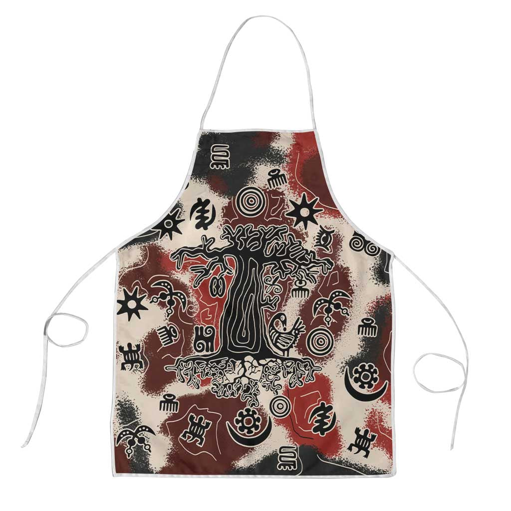 Sacred Heritage Apron African Abstract Baobab Tree, Ethnic Symbols, and Red-Black Pattern - Wonder Print Shop