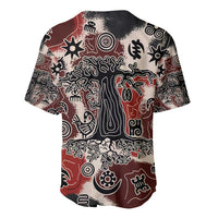 Sacred Heritage Baseball Jersey African Abstract Baobab Tree, Ethnic Symbols, and Red-Black Pattern - Wonder Print Shop
