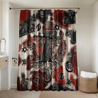 Sacred Heritage Bathroom Set African Abstract Baobab Tree, Ethnic Symbols, and Red-Black Pattern - Wonder Print Shop