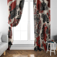 Sacred Heritage Window Curtain African Abstract Baobab Tree, Ethnic Symbols, and Red-Black Pattern - Wonder Print Shop