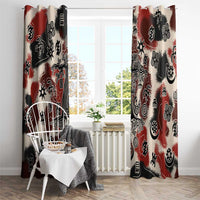 Sacred Heritage Window Curtain African Abstract Baobab Tree, Ethnic Symbols, and Red-Black Pattern - Wonder Print Shop