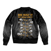 She Built It The World Uses It Bomber Jacket African Influential Women Innovators Timeline - Wonder Print Shop