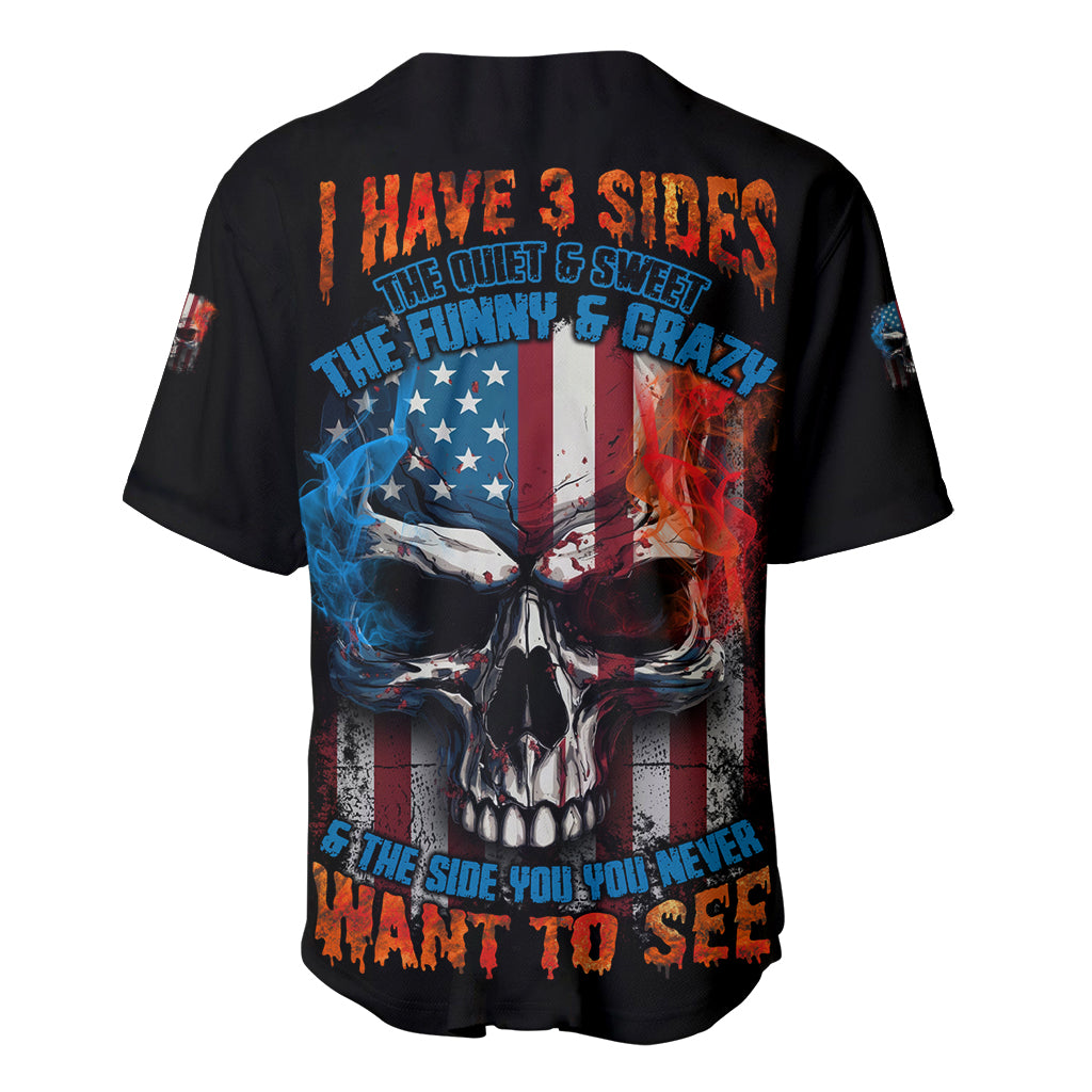 I Have Three Sides Skull Flag Baseball Jersey - Wonder Print Shop