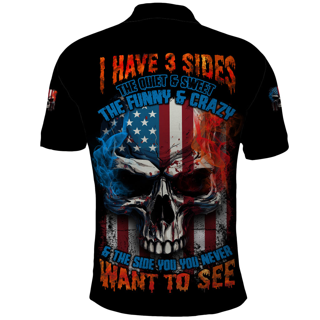 I Have Three Sides Skull Flag Polo Shirt - Wonder Print Shop