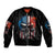 I Have Three Sides Skull Flag Sleeve Zip Bomber Jacket - Wonder Print Shop