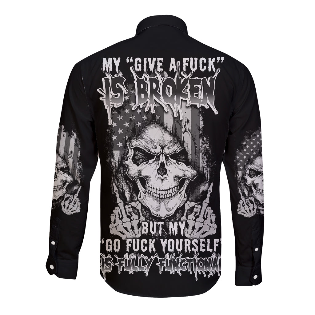 My Give A F Mad Skull Long Sleeve Button Shirt - Wonder Print Shop