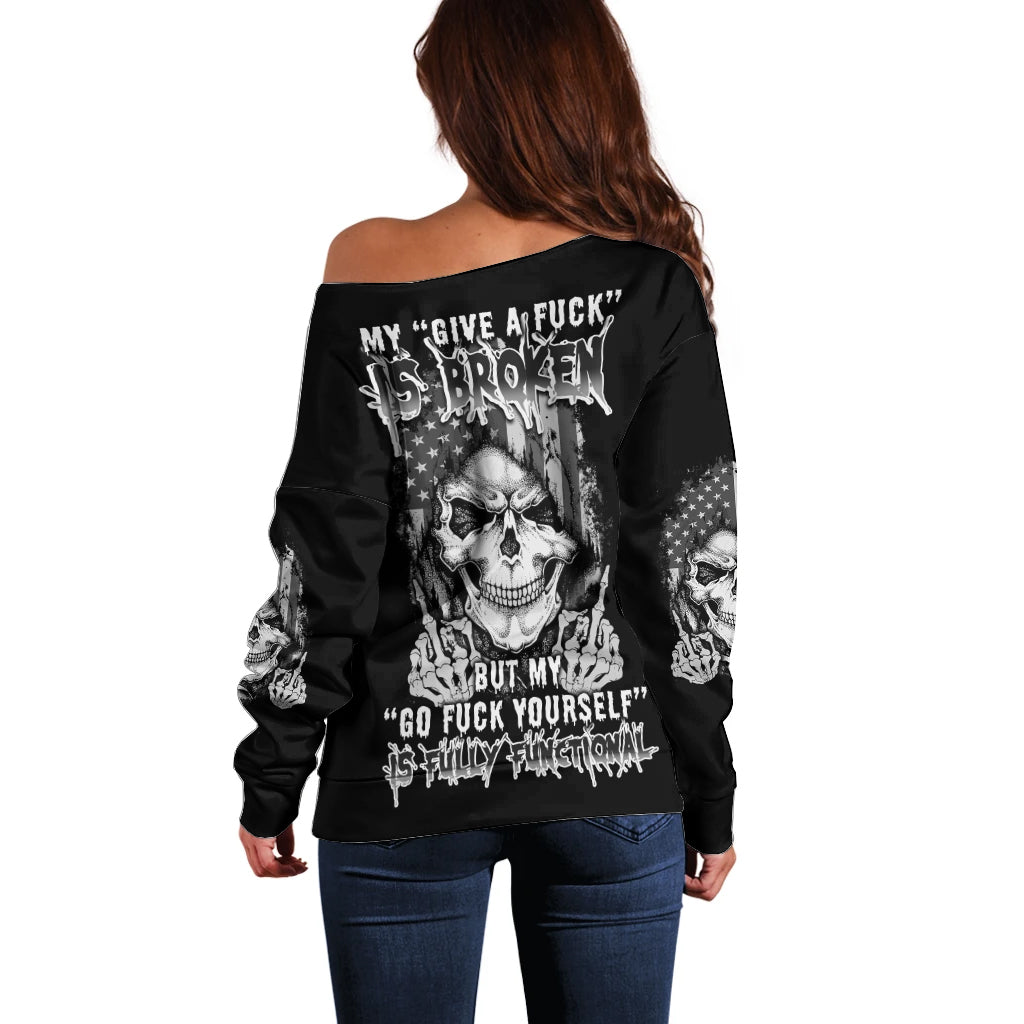 My Give A F Mad Skull Off Shoulder Sweater - Wonder Print Shop