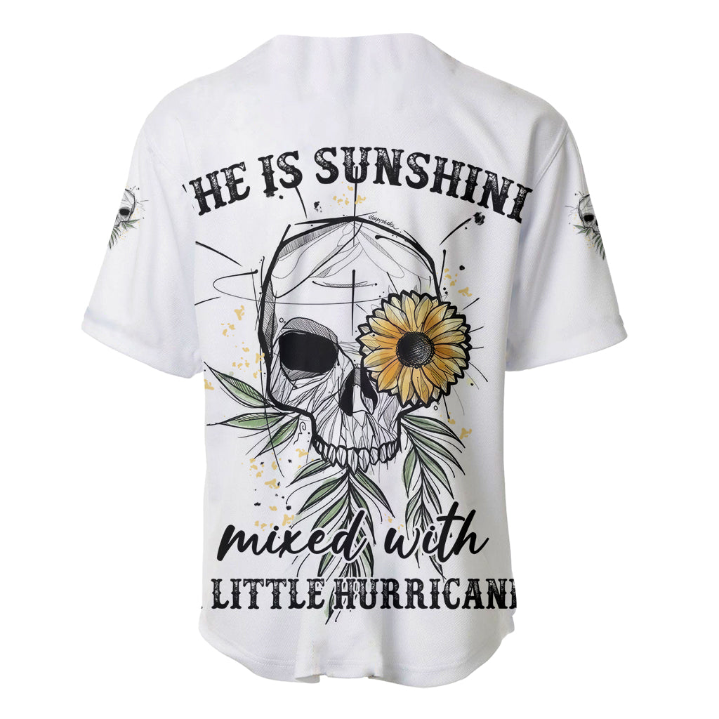 She Is Sunshine Skull Sunflower Baseball Jersey - Wonder Print Shop