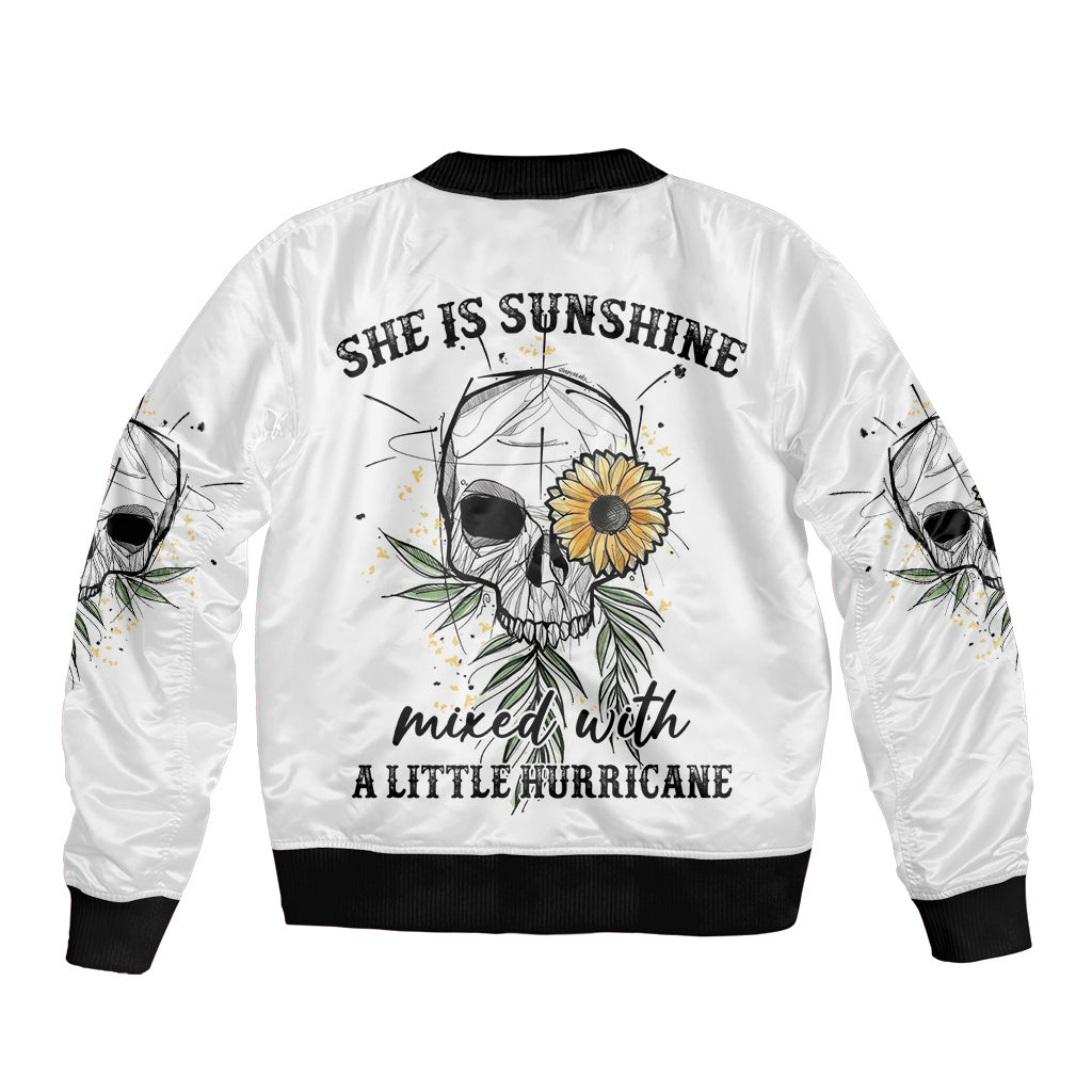 She Is Sunshine Skull Sunflower Bomber Jacket - Wonder Print Shop