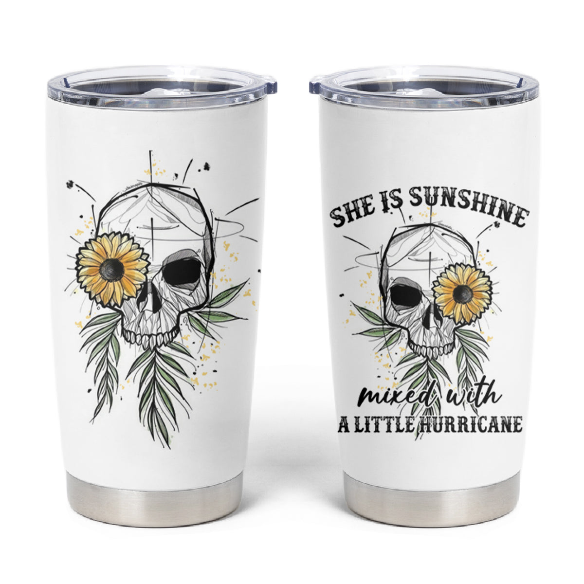 She Is Sunshine Skull Sunflower Tumbler Cup