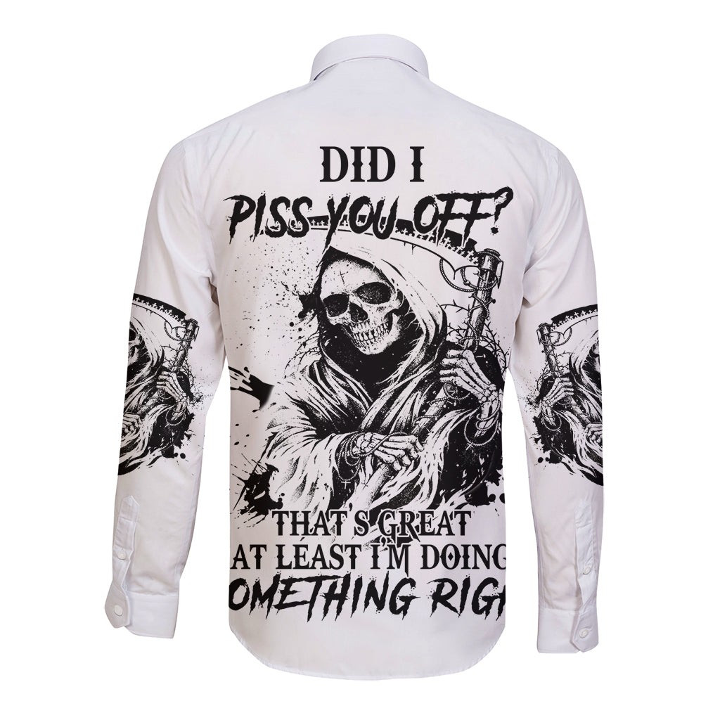 Did I Piss You Off Skull Reaper Long Sleeve Button Shirt - Wonder Print Shop