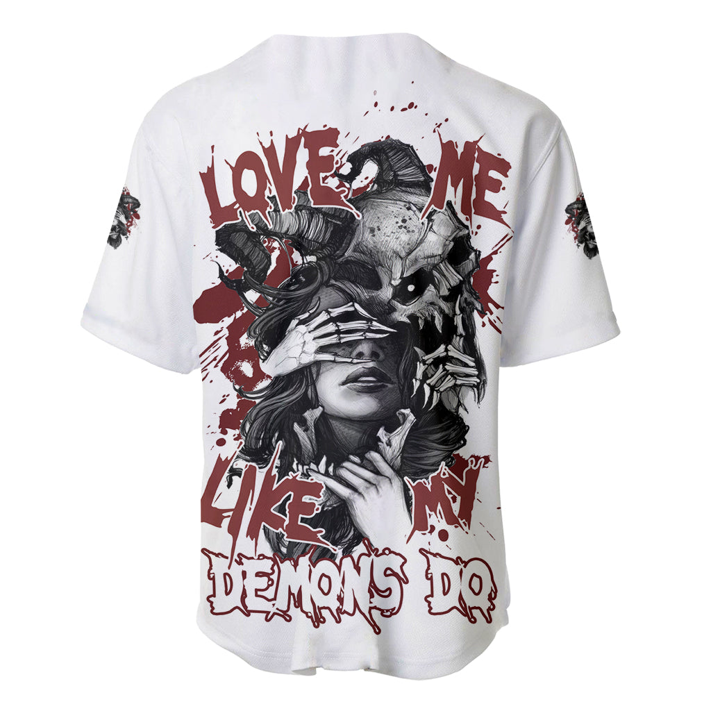 Love Me Like My Demons Do Skull Baseball Jersey - Wonder Print Shop