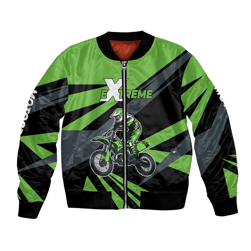 Custom Green Extreme Motocross Bomber Jacket Dirt Bike Rider Design - Wonder Print Shop