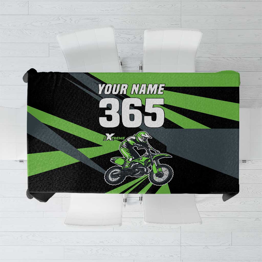 Custom Green Extreme Motocross Tablecloth Dirt Bike Rider Design - Wonder Print Shop