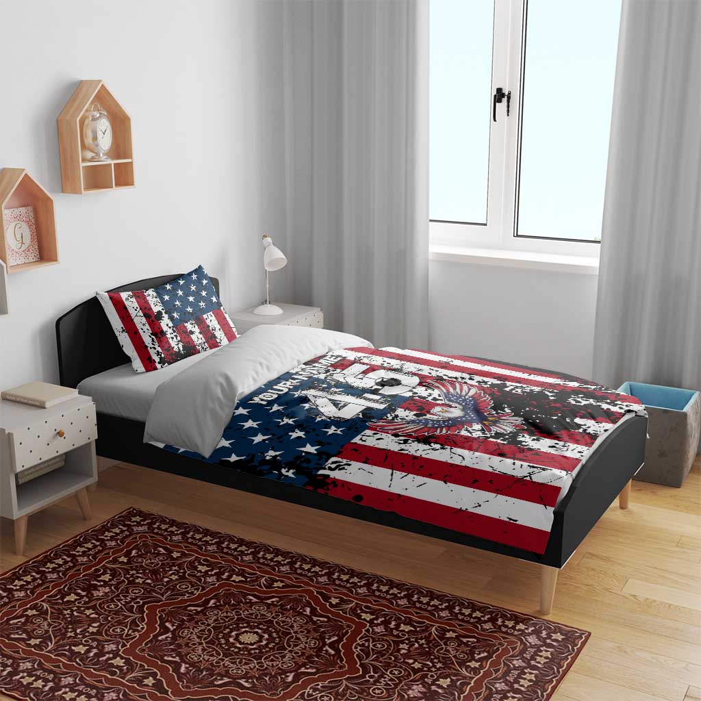Custom American Flag Motocross Bedding Set with Eagle Graphic - Wonder Print Shop
