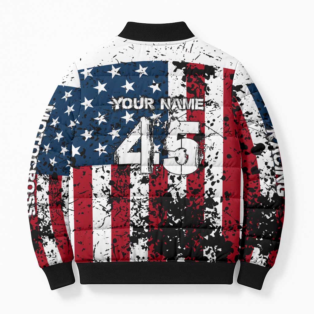 Custom American Flag Motocross Bomber Puffer Jacket with Eagle Graphic - Wonder Print Shop