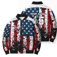 Custom American Flag Motocross Bomber Puffer Jacket with Eagle Graphic - Wonder Print Shop