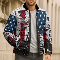 Custom American Flag Motocross Bomber Puffer Jacket with Eagle Graphic - Wonder Print Shop