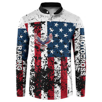 Custom American Flag Motocross Button Sweatshirt with Eagle Graphic - Wonder Print Shop
