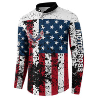 Custom American Flag Motocross Button Sweatshirt with Eagle Graphic - Wonder Print Shop