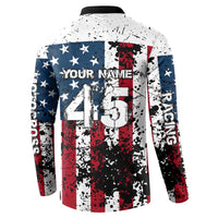 Custom American Flag Motocross Button Sweatshirt with Eagle Graphic - Wonder Print Shop
