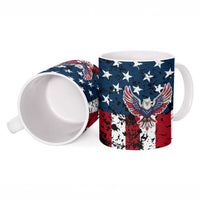Custom American Flag Motocross Ceramic Mug with Eagle Graphic - Wonder Print Shop