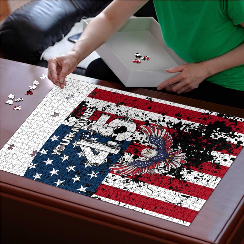 Custom American Flag Motocross Puzzle with Eagle Graphic - Wonder Print Shop