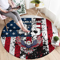 Custom American Flag Motocross Round Carpet with Eagle Graphic - Wonder Print Shop