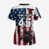 Custom American Flag Motocross Scrub Top with Eagle Graphic - Wonder Print Shop