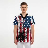 Custom American Flag Motocross Scrub Top with Eagle Graphic - Wonder Print Shop