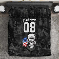 Custom American Flag Skull Motocross Bedding Set - Wonder Print Shop