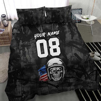 Custom American Flag Skull Motocross Bedding Set - Wonder Print Shop