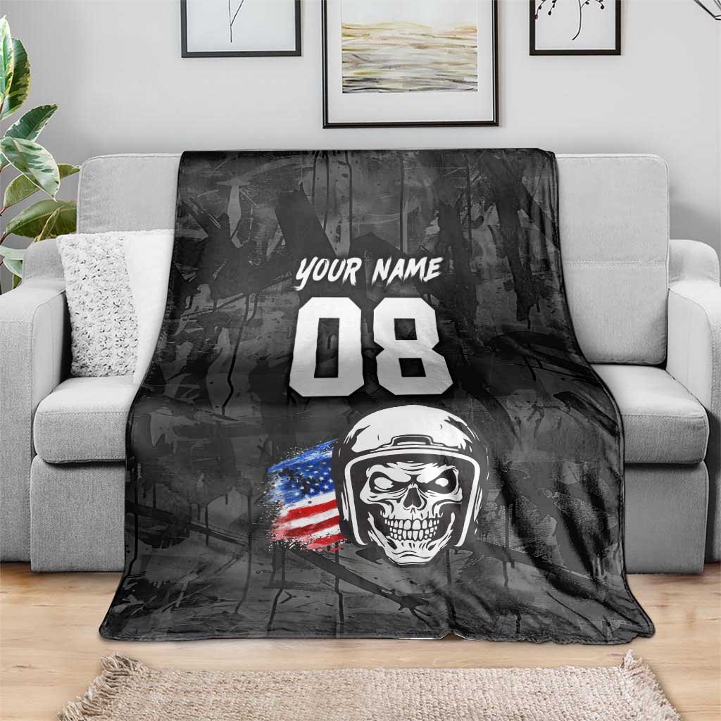 Custom American Flag Skull Motocross Blanket - Wonder Print Shop