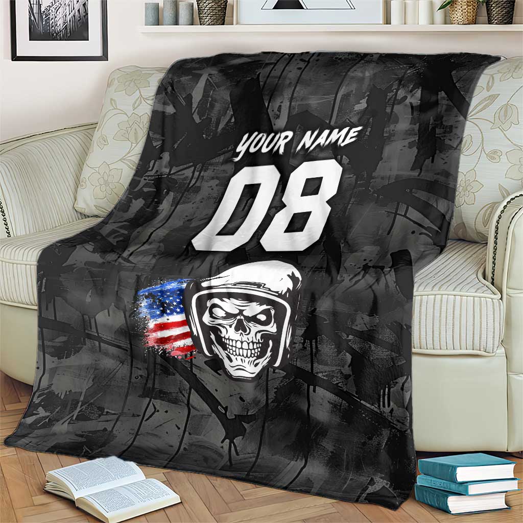 Custom American Flag Skull Motocross Blanket - Wonder Print Shop