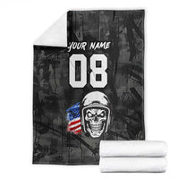 Custom American Flag Skull Motocross Blanket - Wonder Print Shop