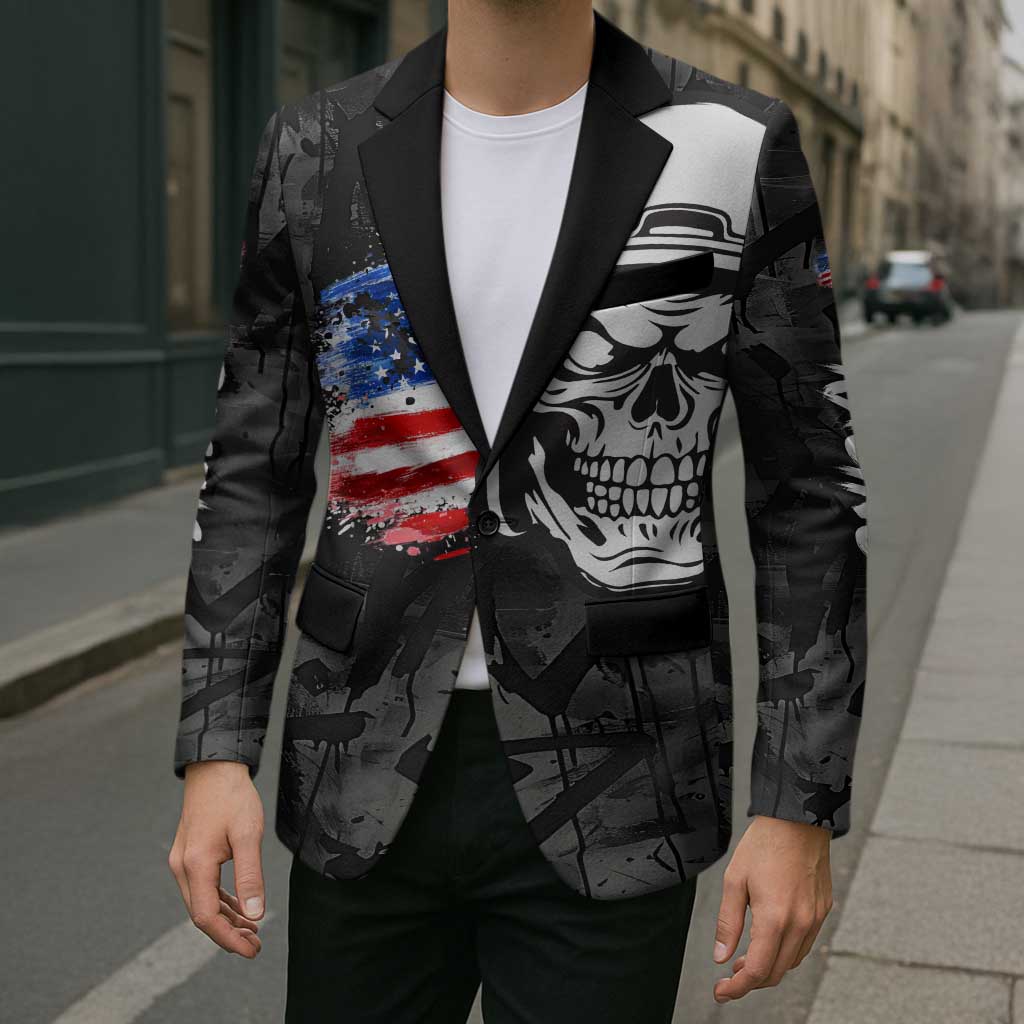 Custom American Flag Skull Motocross Blazer - Wonder Print Shop