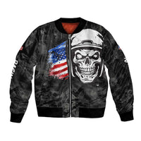 Custom American Flag Skull Motocross Bomber Jacket - Wonder Print Shop
