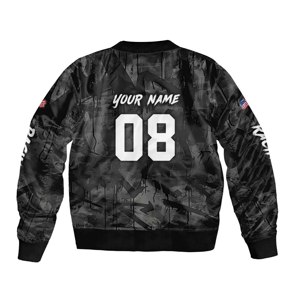 Custom American Flag Skull Motocross Bomber Jacket - Wonder Print Shop