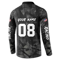 Custom American Flag Skull Motocross Button Sweatshirt - Wonder Print Shop