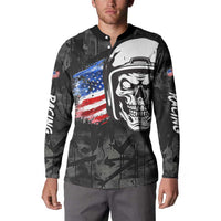 Custom American Flag Skull Motocross Button Sweatshirt - Wonder Print Shop
